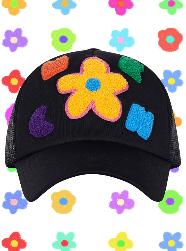 FLOWER MESH CAP BLACK